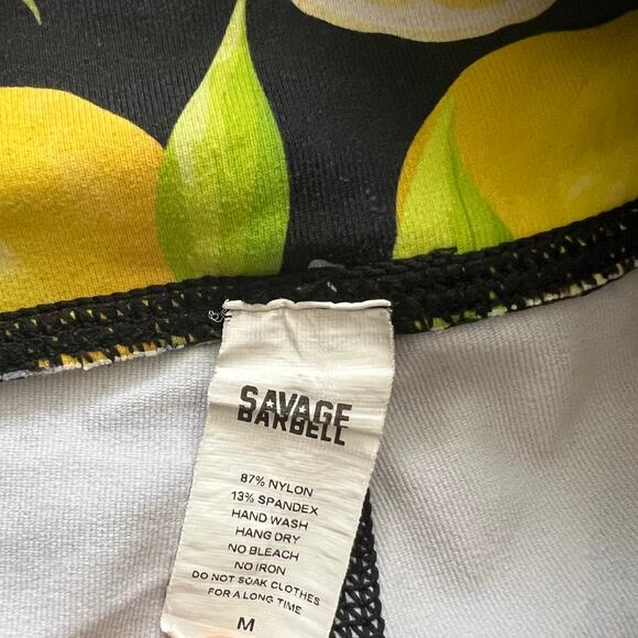 Savage Barbell Lemon Citrus Black Stripe Shorts Women's Medium Gym Workout Booty - Picture 2 of 3